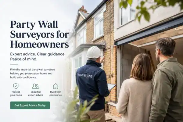 Image of couple with Party wall survey from Survey One Chigwell